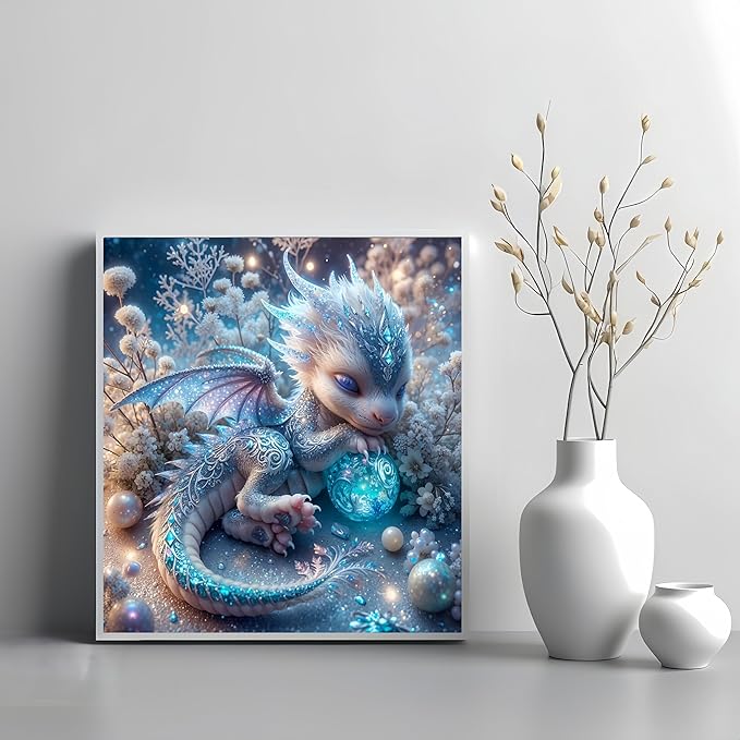 GXGLLPZBY Diamond Art Kits for Beginners,Dreamy Dragon Guarding Jewels Diamond Painting Kits for Adult, 5D DIY Full Drill Paint by Diamonds Dot Gem Art Painting Kits,for Home Wall Decor 13.8X13.8inch