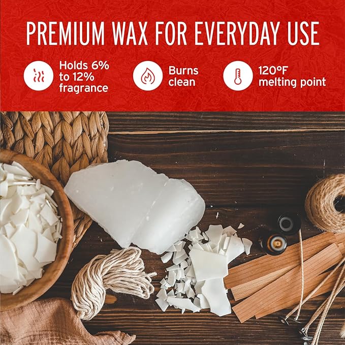 Blended Waxes, Inc. Soy Paraffin Blend Bulk Wax for Candle Making, Single Pour, Easy to Use Pastilles, Odorless & Premium Mix of Paraffin & Soy Wax 10 lbs, White