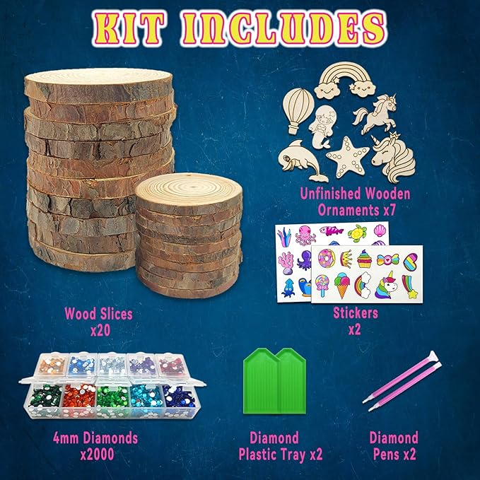 klmars Kids Wooden Painting Kit-Glow in The Dark-Arts & Crafts Gifts for Boys Girls Ages 5-12-Craft Activities Kits - Creative Art Toys for 5, 6, 7, 8, 9, 10, 11 & 12 Year Old Kids