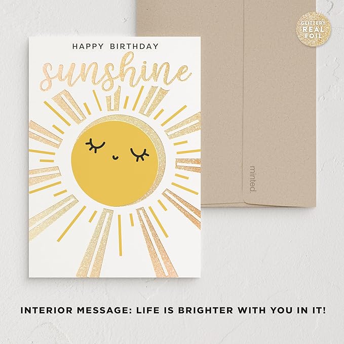 Minted Kids Birthday Cards Pack, Set of 5, Kids Greeting Card Variety Pack, Fun & Cute Folded Greeting Cards With Envelopes, Unique Happy Birthday Stationery Cards, Designed by Independent Artists