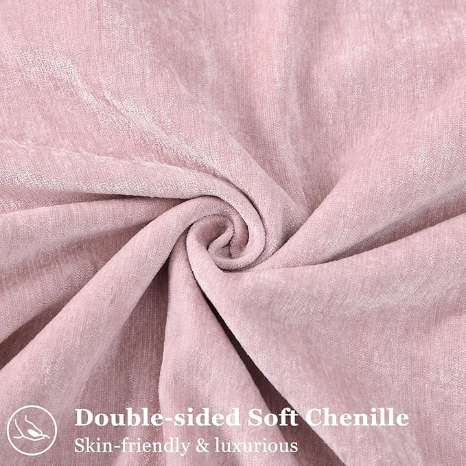 decorUhome Spring Couch Throw Pillow Covers 18x18 Set of 2, Decorative Soft Velvet Neutral Chenille Pillow Covers with Elegant Design for Sofa Bed Living Room Home Decor, Blush Pink