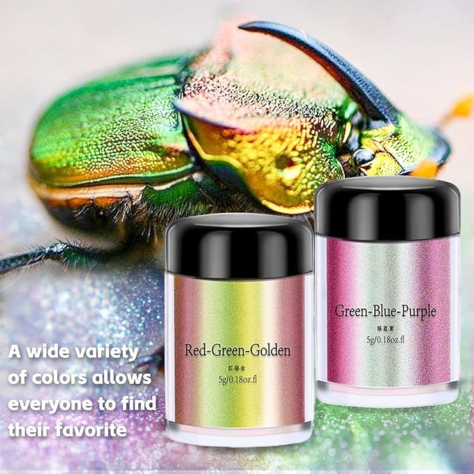 Glitter Resin Powder Color Pigment Set - 12 Bottles Pearlescent & Color-Changing Mica Powder | Cosmetic-Grade Pigment for Epoxy Resin, Candle Making, Nail Polish, Clay, Ceramics, Lip Gloss