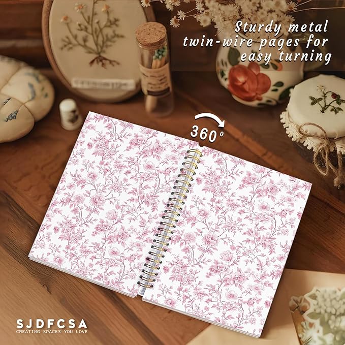 Floral Cute Notebook Journal Gifts for Women, Coquette Pink Gifts Spiral Notebook for Teen Girls，Aesthetic Journal 5.5x8.3 Inch，School Office Supplies