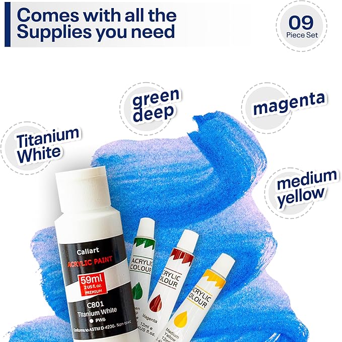 Painting4Real DIY Art Painting Kit for Adults – Learn to Paint Meadows with Video Tutorials – 9 Pieces Acrylic Paint Set for Adults –Perfect Christmas Crafts & Holiday Gifts for Art Lovers