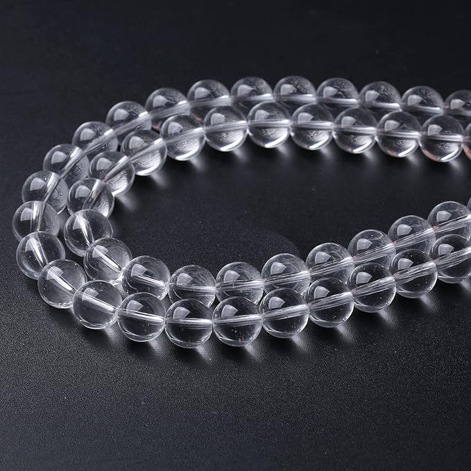 90PCS 4mm White Crystal Quartz Glass Beads Natural Stone Round Loose Beads for Jewelry Making DIY Bracelet Necklace 15 Inch,Energy Stone Healing Power (4mm, White Crystal Glass)