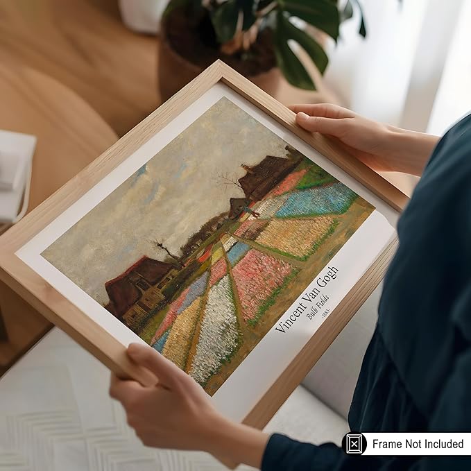 Monem Art Vintage Van Gogh Poster - Retro Bulb Fields Print - Flower Beds in Holland Art - Impressionism Art - Fine Art - Classic Painting Art - Great Bedroom Wall Decor - 8x10 UNFRAMED Wall Art