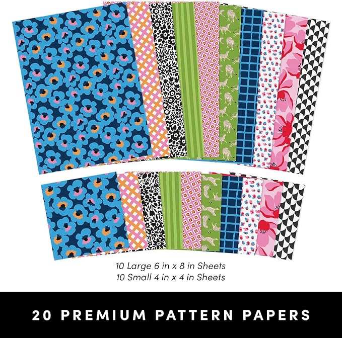 PAPERAGE Junk Journal & Scrapbook Kit, Hardcover Blank Journal Notebook, 20 Patterned Papers, 8 Sticker Sheets, 20 Die-Cut Shapes, 2 Washi Tapes & Tape Roller, Creative Journaling Supplies - Raspberry