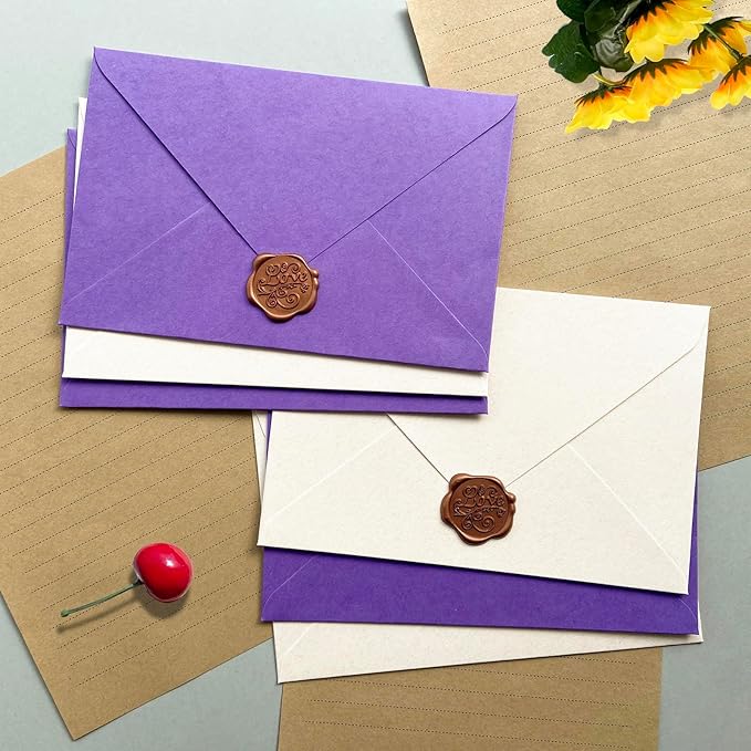 Tuhangcc Premium Velvet-Touch Stationery Set with Unique Design Colors - Best Paper and Elegant 4x6 Envelopes (24 Writing Sheets + 12 Envelopes) for Love Letters and Party Invitations(Ivory White)