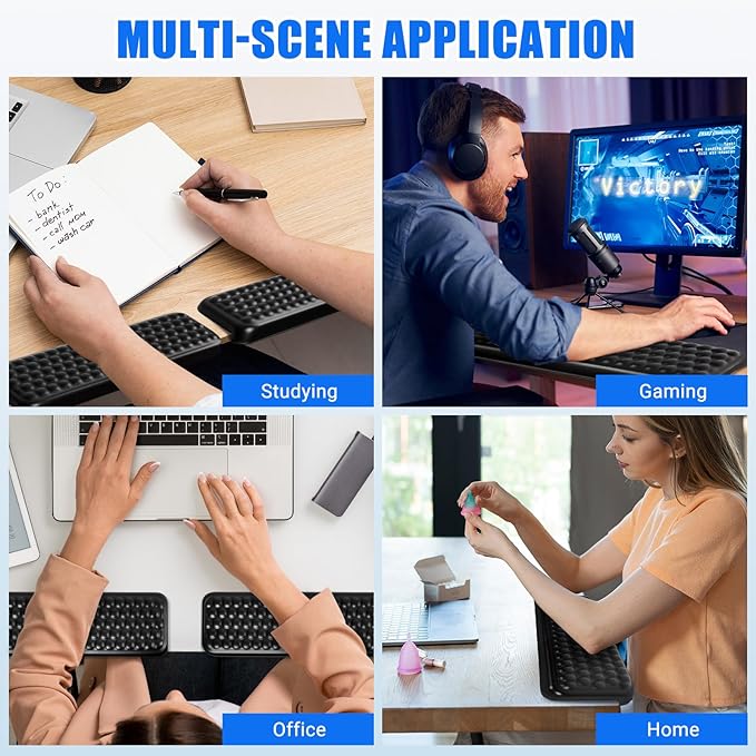 L-Shaped Desk Elbow Pad，Arm Rest for Desk 2-Piece Ergonomic Wrist Rest with Non-Slip Base Memory Foam Elbow Support Padding for Computer Keyboard, Office and Home (Leather)