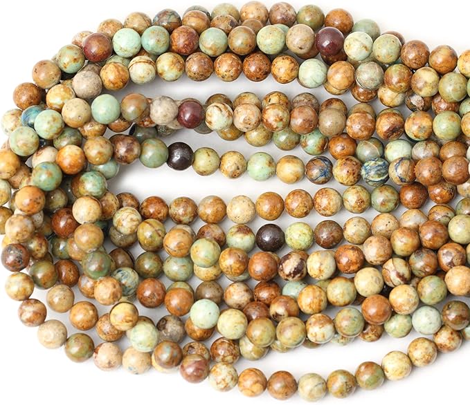45PCS 8mm Natural Peacock Turquoise Gemstone Round Loose Beads for DIY Bracelet Necklace Earrings Jewelry Making 1 String 15 Inches