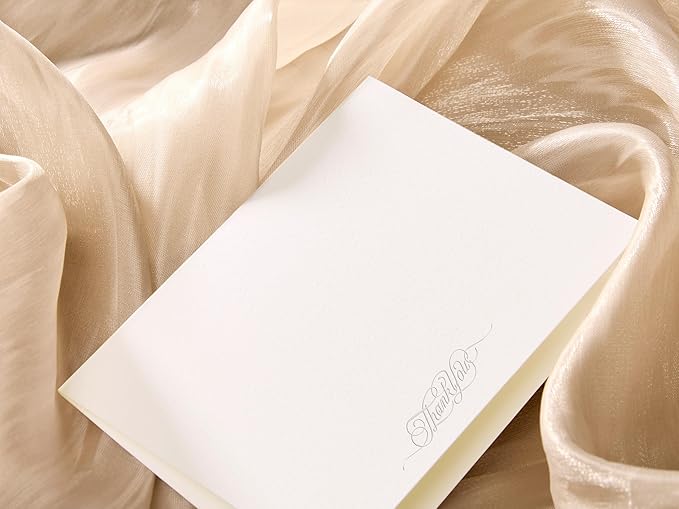 20 Pack Thank You Cards with Envelopes, 4.25×5.5 Inch Textured Thank You Notes, Embossed Thank You Cards with V-Shape Gold Foil Envelopes, Blank Inside for Wedding Baby Shower Business