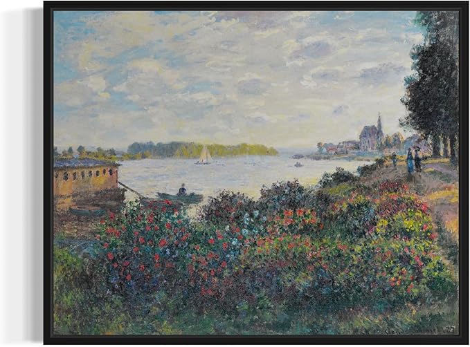 La Seine À Argenteuil Claude Monet Wall Art Print Poster, Impressionist Painting Wall Art Wall Decor, for Bedroom and Living room Bathroom Decor 115 (La Seine À Argenteuil, 16 x 20 inches, Black Frame)