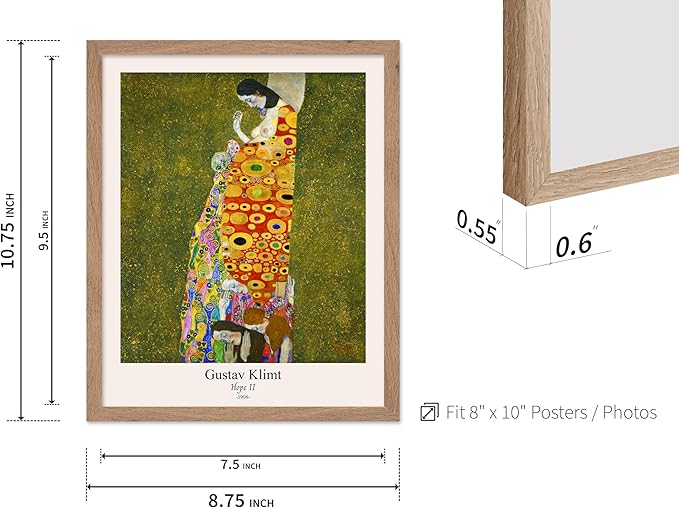 Poster Master Vintage Gustav Klimt Poster - Retro Hope II Print - Art Nouveau - Abstract Art - Symbolism Art - Aesthetic Art - Classic Painting - Colorful Living Room Decor - 8x10 Beige Framed