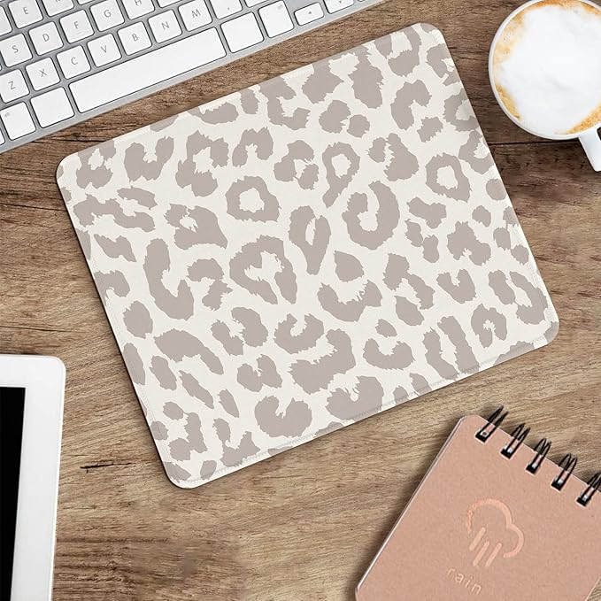 Seorsok Grey Leopard Mouse Pad, Mouse Mat Square Waterproof Mouse Pad Non-Slip Rubber Base Mouse Pads for Office Laptop,9.5"x7.8"x0.12" Inch