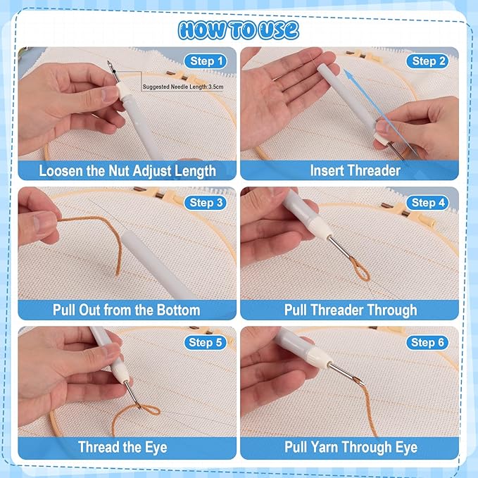 35Pcs Punch Needle Kit Adult Beginner, Adjustable Punch Needle Tool with Different Size Needles & Storage Case, Wooden Handle Embroidery Pen Set for Christmas Gifts, Decoration & DIY Craft Project