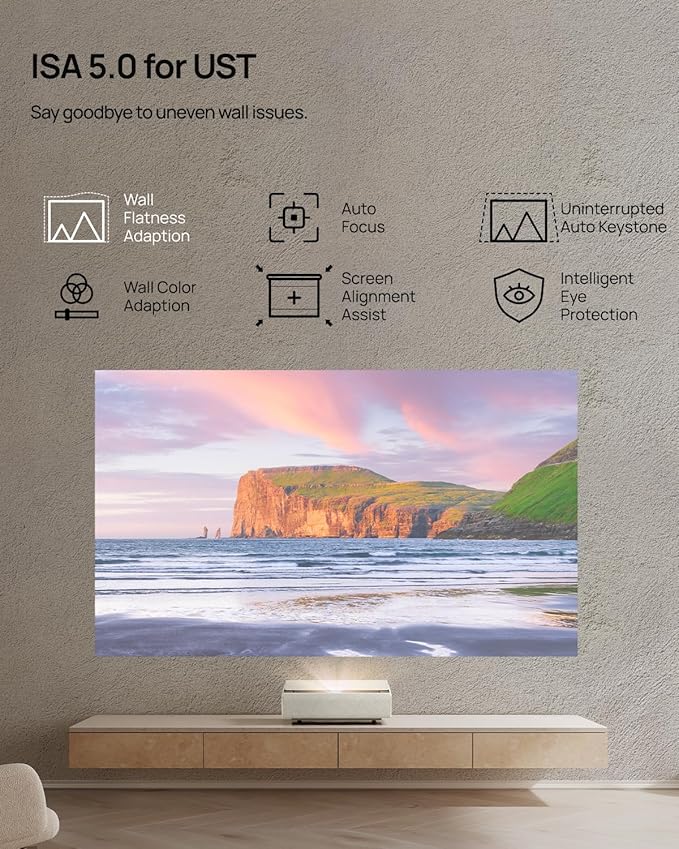 XGIMI AURA Series UST Laser Projector, Dolby Vision, IMAX Enhanced, 1,000,000:1 Dynamic Contrast Ratio, 0.177:1 Throw Ratio, Harman Kardon, 2300 Lumens AURA 2 ATV White