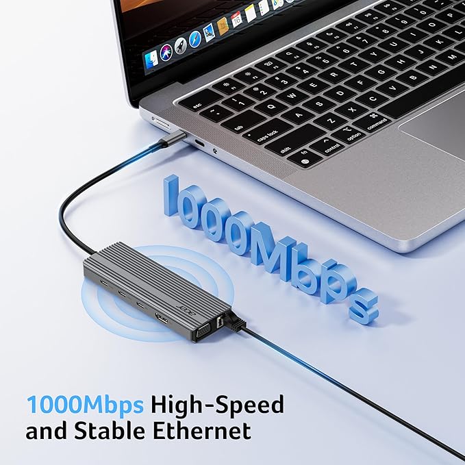Acer 11 in 1 USB C HUB Multiport Adapter with 4K@60Hz HDMI, 1080P VGA, 2x10Gbps USB C, 2x5Gbps USB A, 100W PD Port, 1000Mbps Ethernet, SD/TF, Docking Station Dual Monitor for PC, Laptop, Desktop