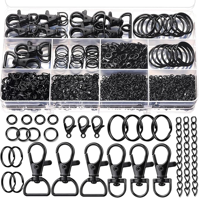 Teenitor 524PCS Keychain Making Kit, Keychain Craft Supplies Key Chain Clips, Lanyard Snap Hooks， Key Rings and Jump Rings for Keychain Making Supplies Jewelry Lanyard Making, Keychain Kit Black