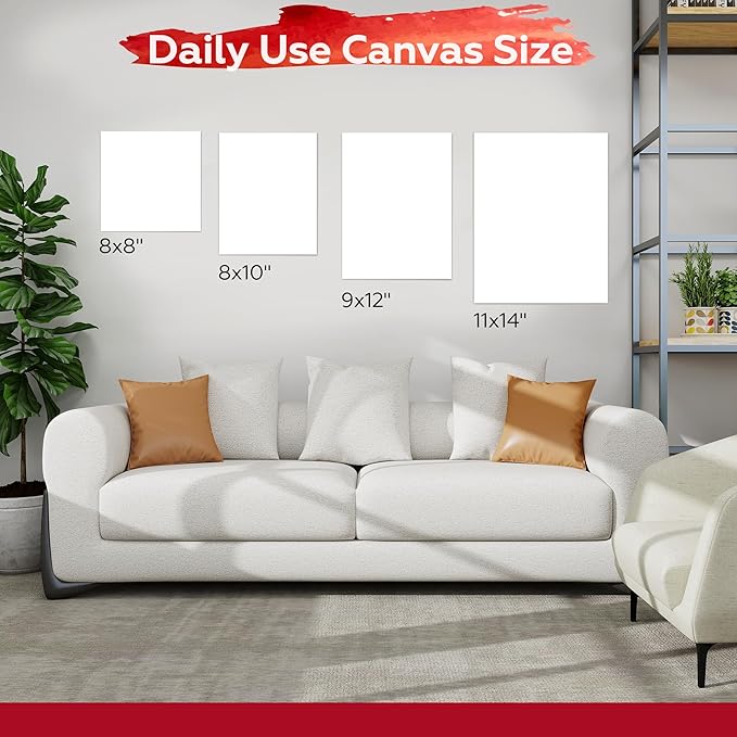 Stretched Canvas for Painting,10Pack 8X10 Inch Stretched White Blank Canvas,8 Oz Triple Primed 5/8" Profile Stretched Canvases,100% Cotton,Canvas for Painting, for Acrylics, Oils