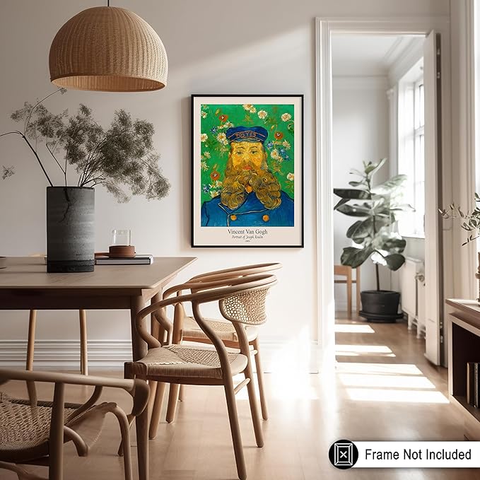 Monem Art Vintage Van Gogh Poster - Retro Portrait of the Joseph Roulin Print - Impressionism Art - Postman Art - Fine Art - Classic Painting Art - Living Room Wall Decor - 24x32 UNFRAMED Wall Art
