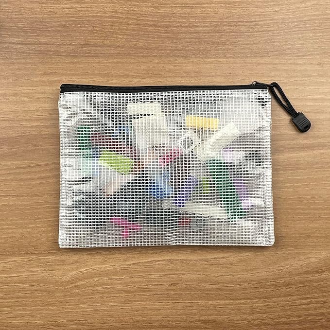 Oaimyy-16PCS-Mesh Zipper Pouch, Plastic Zip File Folders Puzzle Bags for Organizing,Office Supplies,Travel,Home Storage-Black (Black, 4"x 6")
