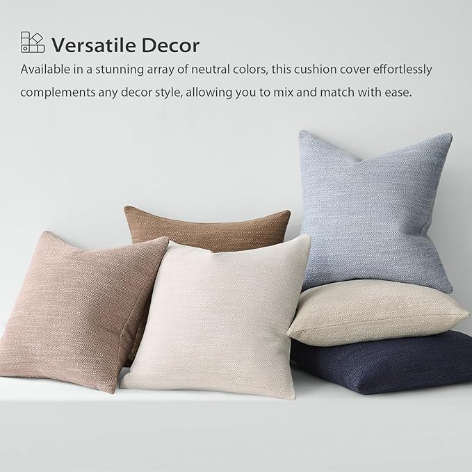 Meekio Set of 2 Linen Look Dusty Blue Pillow Covers 18x18, Decorative Throw Pillow Covers for Couch, Sofa, Bed & Living Room Decor