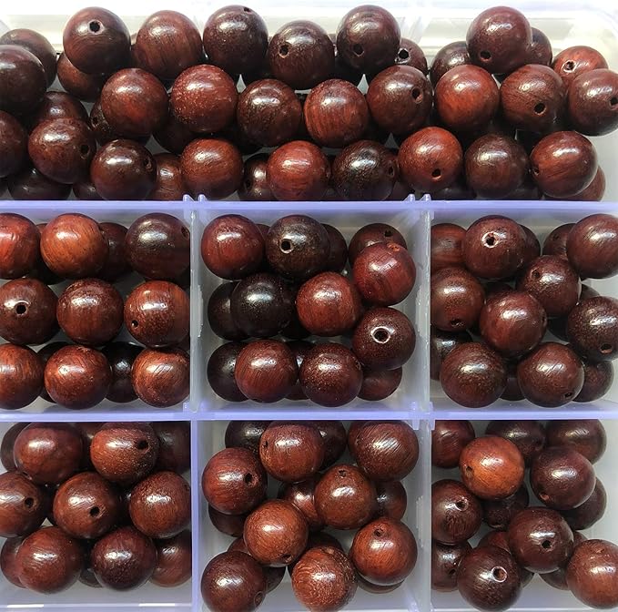 CarpenterC 200pcs 10mm Gorgeous Natural Round Polished Rosewood Loose Beads for Jewelry Making DIY Handmade Crafts