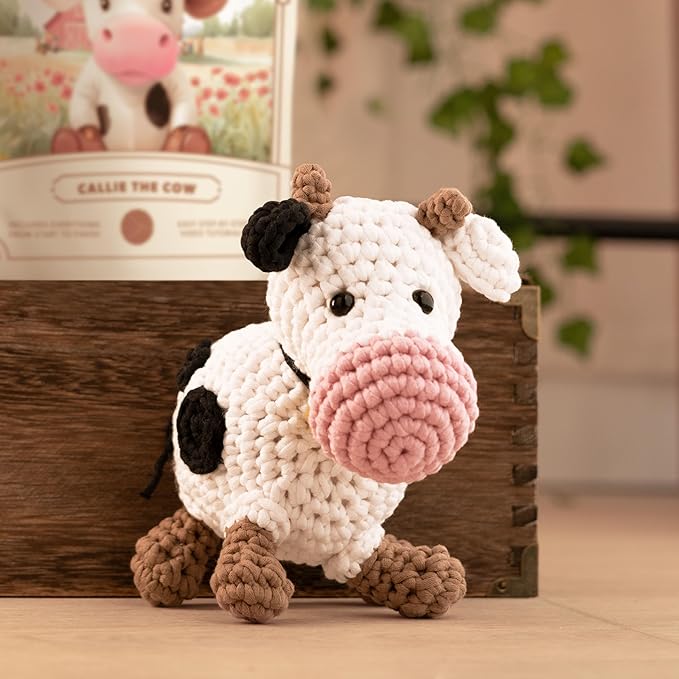 Amigurumi Crochet Kit for Beginners Adults and Kids, Learn to Crochet Kits for Adults Beginner with Easy Yarn, Stuffed Crochet Animal Kit with Step-by-Step Video Tutorials - Farm Collection Bundle
