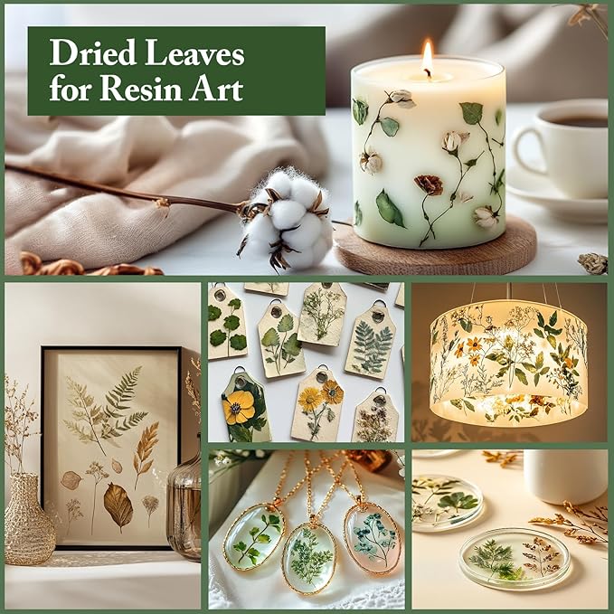 DALARAN 42 PCS Dried Flowers for Craftsl Dried Pressed Leaves Natural Leaves for Pressed Leaf Art Craft DIY ,14 Styles