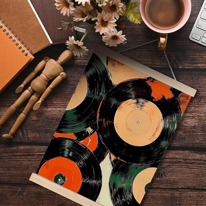 Vintage Vinyl Record Canvas Wall Art Poster, Vinyl Record Decor, Retro Trendy Eclectic Music CD Wall Decor Prints for Music Room Studio Home Apartment, 12x16 Inches