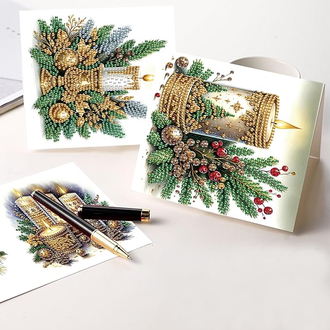 Diamond Painting Greeting Card Kit, Special Shaped Diamonds Painting, DIY Handcraft for Relatives and Friends with Wishes,Unique Design Crafting for Birthday or Holiday Cards