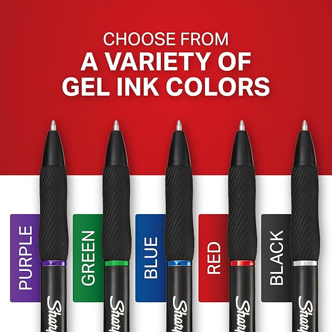 Sharpie S-Gel Pens, Medium Point (0.7mm), Black Ink, 4 Count - Ideal for Writing, Journaling, Drawing, Coloring, Note-Taking, College Supplies