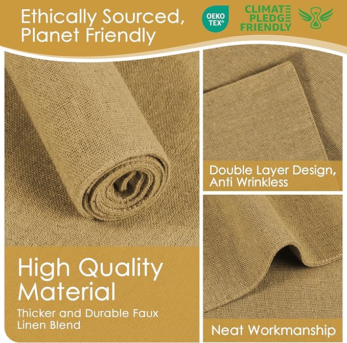 MANSPHIL Gold Cloth Placemats Set of 4 Washable Thick Faux Linen Place Mats Heat Resistant Double Layer Fabric Table Mats Wrinkle Free Dining Kitchen Table Decor - 13x19 Inch Oeko Tex Placemat
