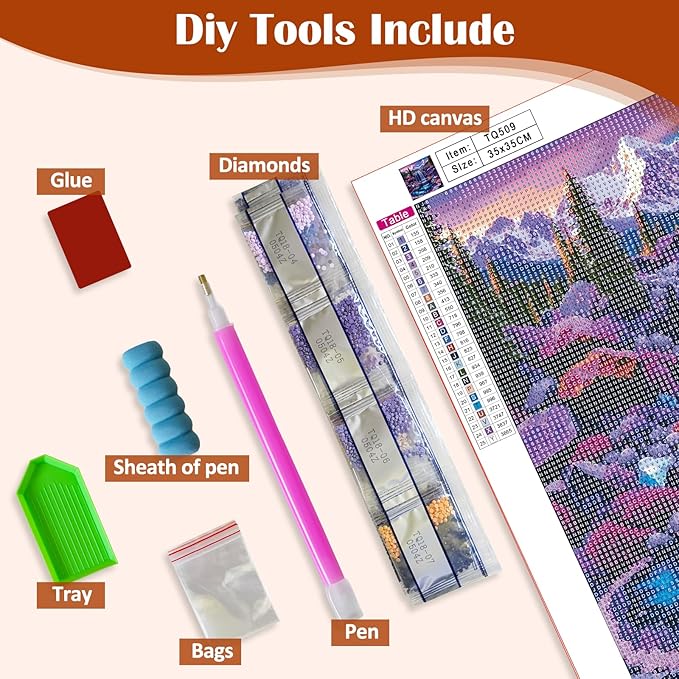 Landscape Waterfall Mountain Diamond Art Painting Kits for Adults, Diamond Painting Kits for Adults Beginners, 5D DIY Full Drill Diamond Dot Gem Art Kits for Adult, Home Wall Decor 13.8x13.8 Inch