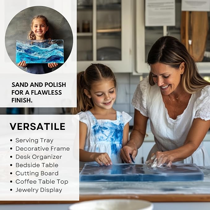 Alaskey® Large Premium Rectangular Resin Table Silicone Mold 16"x10" | Durable, Reusable, No Seal Required | Large Epoxy Resin Mold for DIY River Table, Coffee Table, Cutting Board, Charcuterie Crafts
