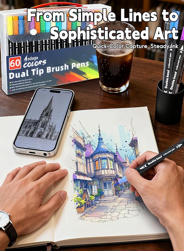 80 Colors Dual Tip Brush Pens, Fine Felt Tip and Brush Tips Colored Pens for Adults and Kids, Coloring Markers for Coloring Book Bullet Journaling Note Taking Hand Lettering