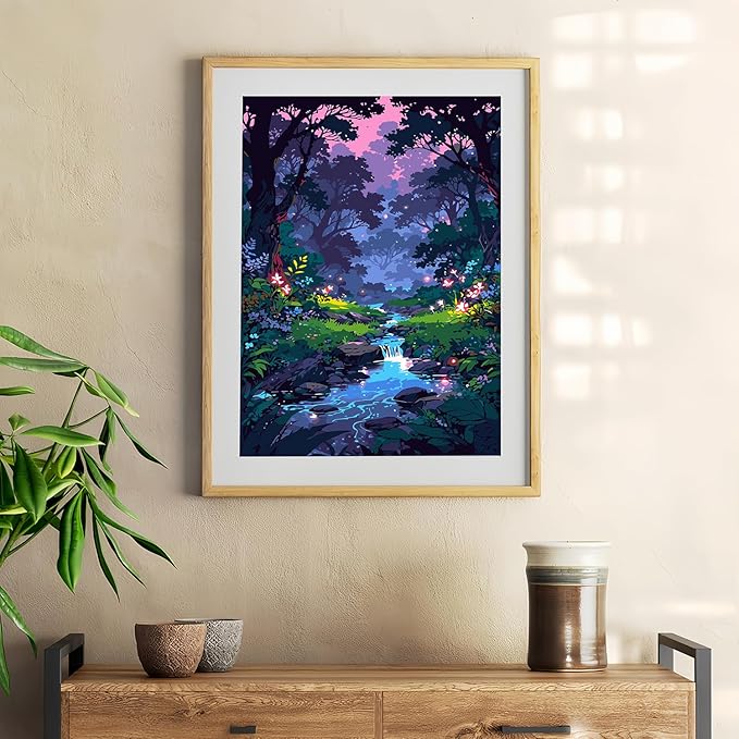 Mosaflare Paint by Numbers for Adults Beginner, Forest Rivulet Adult Paint by Number Kits on Canvas, DIY Landscape Acrylic Oil Easy Painting by Numbers for Home Wall Decor 16X20 inch (Without Frame)