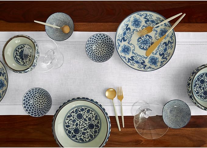 Solino Home Linen White Table Runner 36 Inches - Double Hemstitch, 100% Pure Linen Coffee Table Runner 14 x 36 Inch Ideal for Dresser Tables - Valentines, Spring, Easter