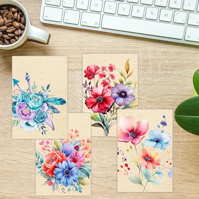 PARTH iMPEX 36 Blank Floral Note Cards With Envelopes - 4 x 6 inch All Occasion Greeting Cards, Cute Vintage Flowers Stationery Thank You Notecards and Sealing Stickers