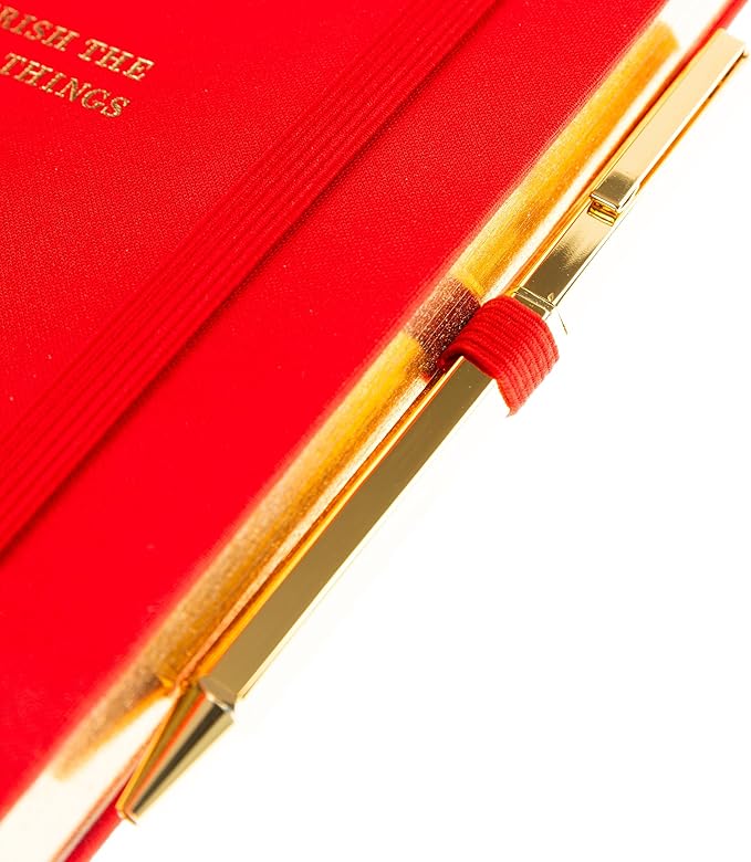 Graphique Cherry Lined Journal Plus Pen Luxe Collection, Hardcover Diary Notebook for Writing, Gold Foil Embossing, 160 Pages, 6” x 8”