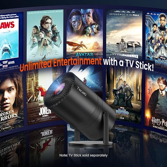Mini Portable Projector with WiFi and Bluetooth,Support Movie Projector 1080P HD,Auto Keystone Correction,180° Rotatable,Compatible with TV Stick, HDMI, USB, Smartphone, Laptop (Black)
