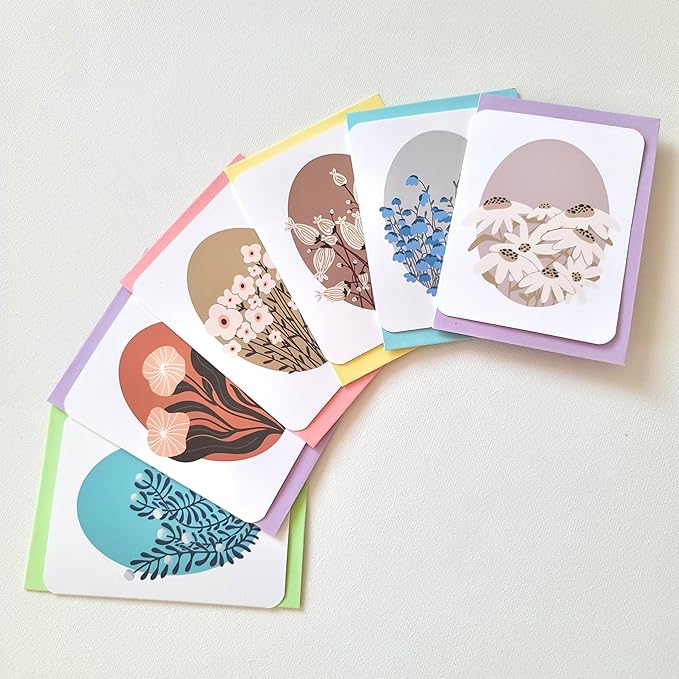 Handmade Floral Note Card Set: Pastel Flower Art, Blank Stationery, Set of 6