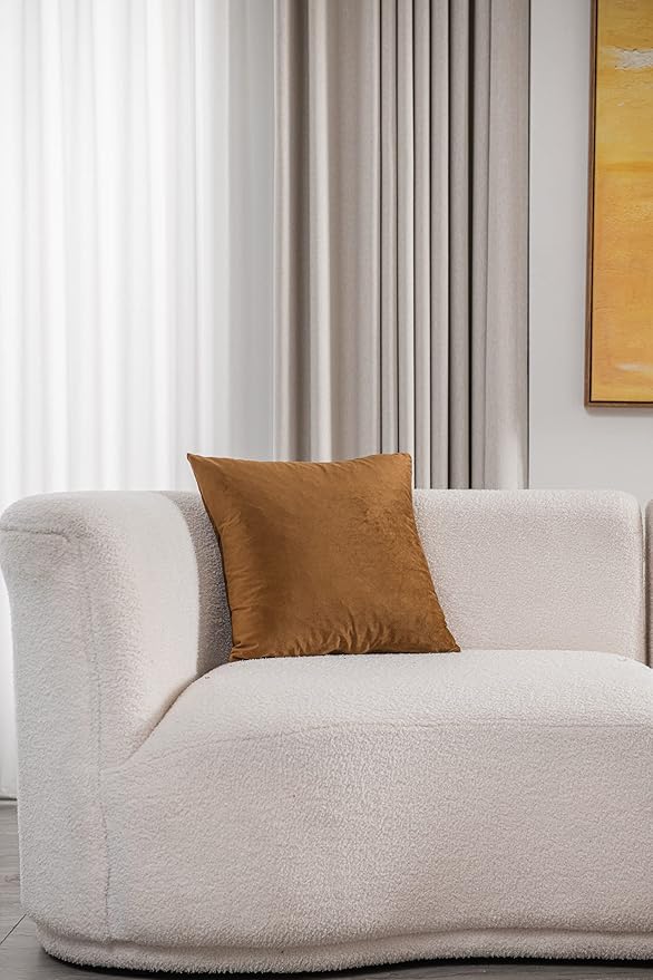 Throw Pillow Cases 16x16 Golden Brown: 2 Pack Cozy Soft Velvet Square Decorative Pillow Covers for Farmhouse Home Decor