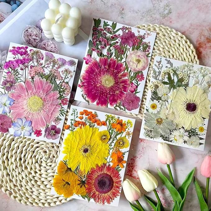 100 Pcs Big Dried Pressed Flowers for Resin Molds, Real Natural Bulk Dry Wildflowers Leaves Perfect for Epoxy, DIY Crafts, Nails, Soap Candles Jewelry Making, and Home Decor