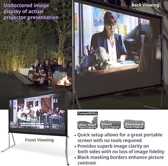 Elite Screens Yardmaster 2 DUAL Projector Screen, 135-INCH 16:9, Front and Rear Wraith Veil 4K / 8K Ultra HD, Active 3D, HDR Ready Free Standing Outdoor Movie Screen, OMS135H2-DUAL