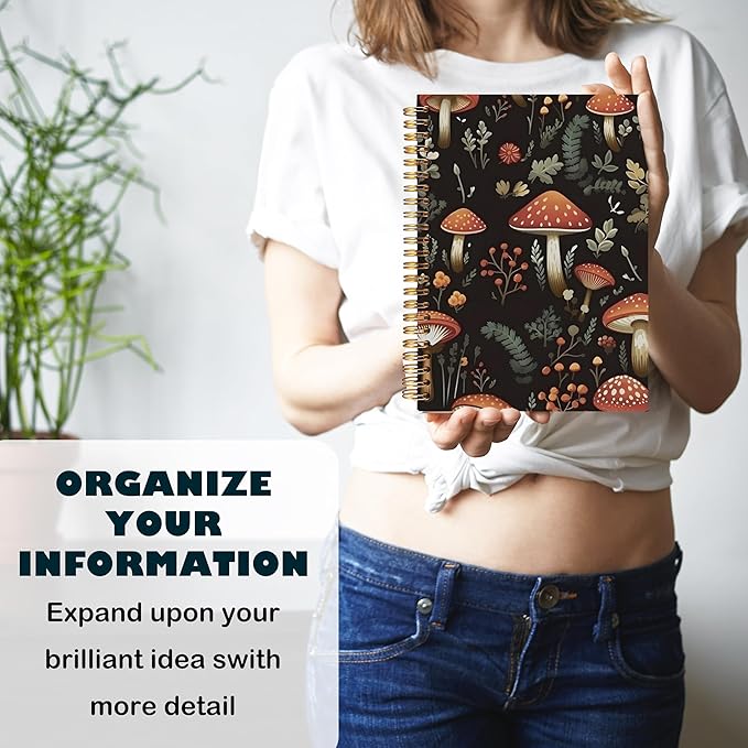 BearCake Red Mushroom Notebook Journal, Mushroom Gifts for Women, Dark Academia Mushroom Notebooks Gifts for Mushroom Lovers, Notebooks for Work Note Taking, Hardcover Spiral Notebook 5.5x8.3
