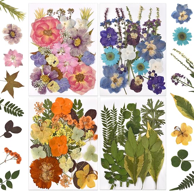 DALARAN 100Pcs Dried Pressed Flowers for Resin Molds Real Pressed Flowers Dry Leaves Kit for Art Crafts Resin Jewelry Making Scrapbook Supplies Card Making Soap Candle DIY