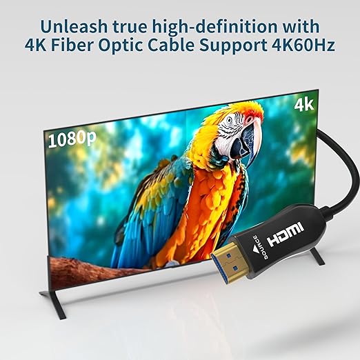4K Fiber Optic HDMI Cable 75ft, High Speed HDMI 2.0 Cable, 18Gbps, Supports HDR, ARC, Directional Fiber HDMI Cord, Compatible with PS5/Blu-ray/TV Box/HDTV/Projector