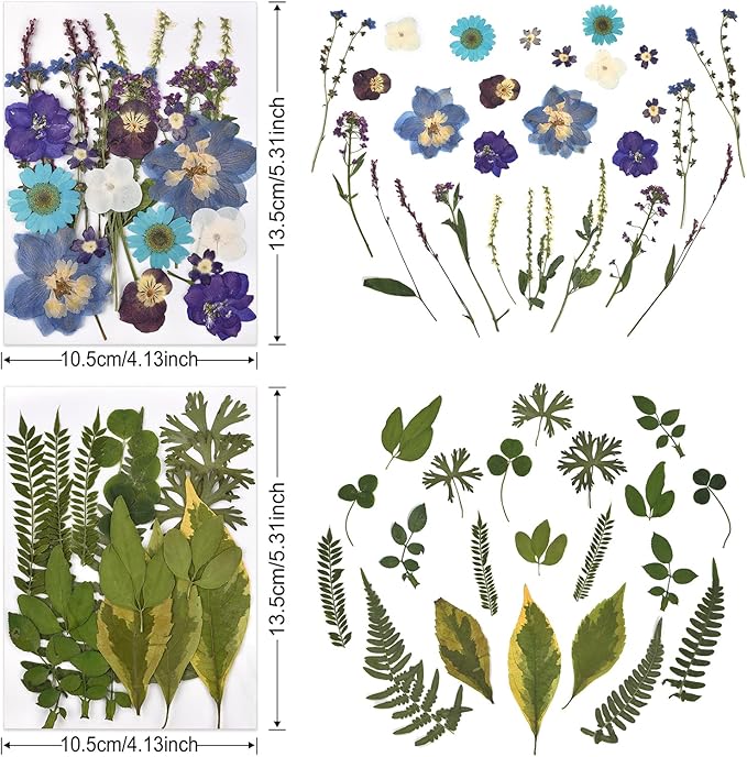 DALARAN 100Pcs Dried Pressed Flowers for Resin Molds Real Pressed Flowers Dry Leaves Kit for Art Crafts Resin Jewelry Making Scrapbook Supplies Card Making Soap Candle DIY