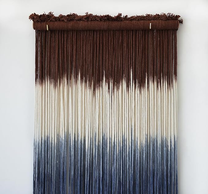 Macrame Wall Hanging Dip-Dye Wall Decor 15''W*43''L Boho Handmade Fiber Wall Art Decor for Nursery Bedroom Living Room